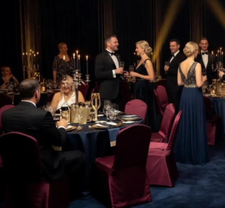 Gala wieczorna i VIP event z mobilnymi stołami do gier i eleganckimi gośćmi